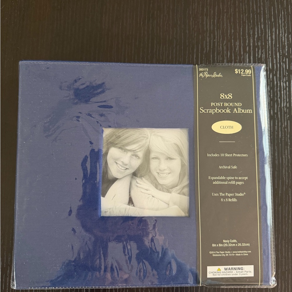 Navy Cloth 8x8 Post Bound Scrapbook Album